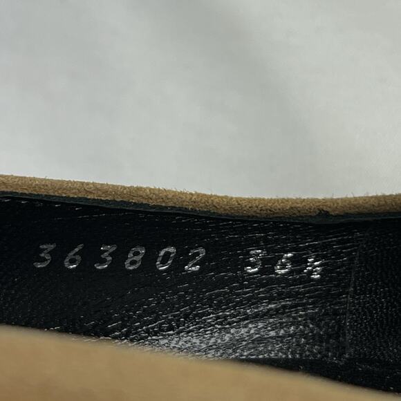 Gucci Camelia Suede Leather Beige Horse bit Block Heel Pumps Size 36.5 US 5.5 - Picture 8 of 11